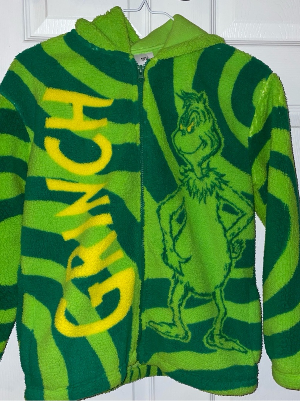 Grinch Green Fuzzy Zip-Up Hoodie